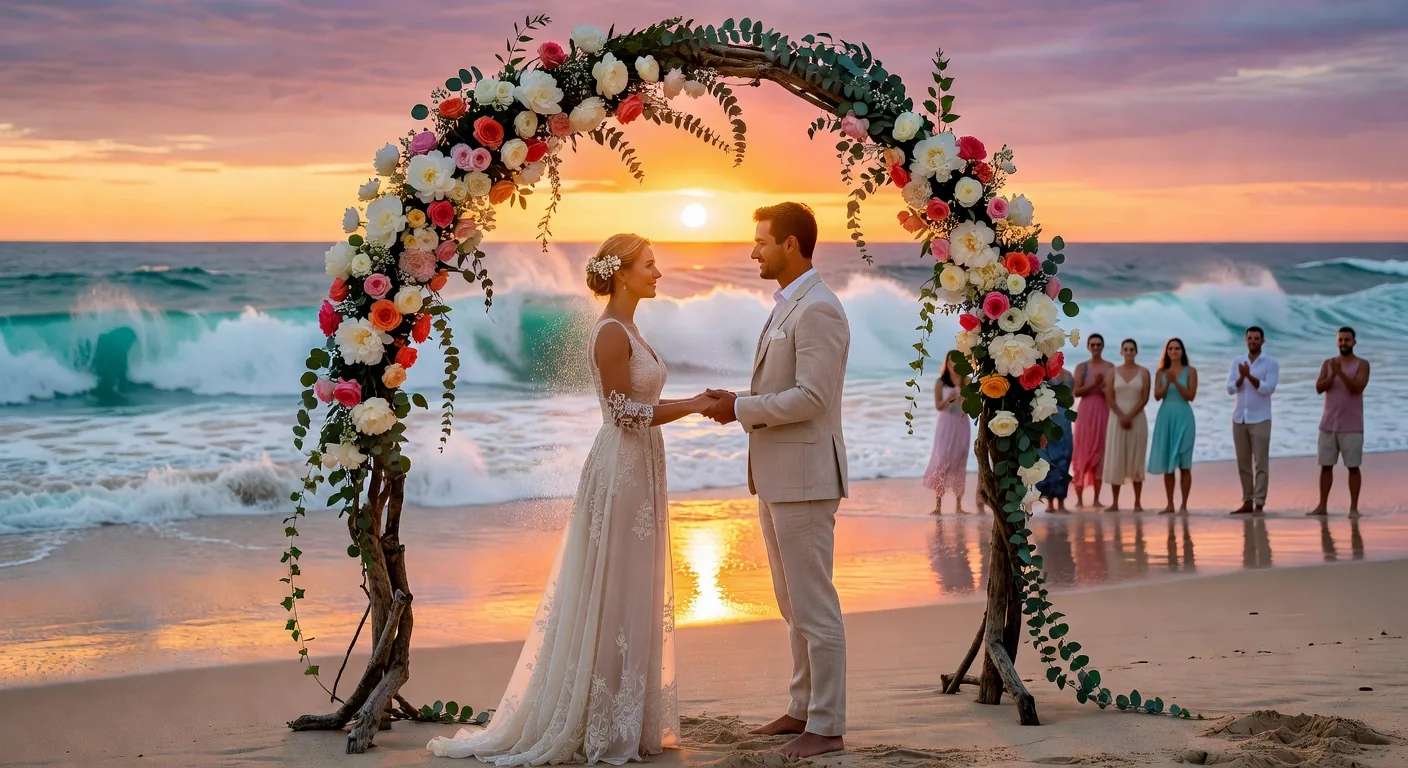 Beach wedding ceremony