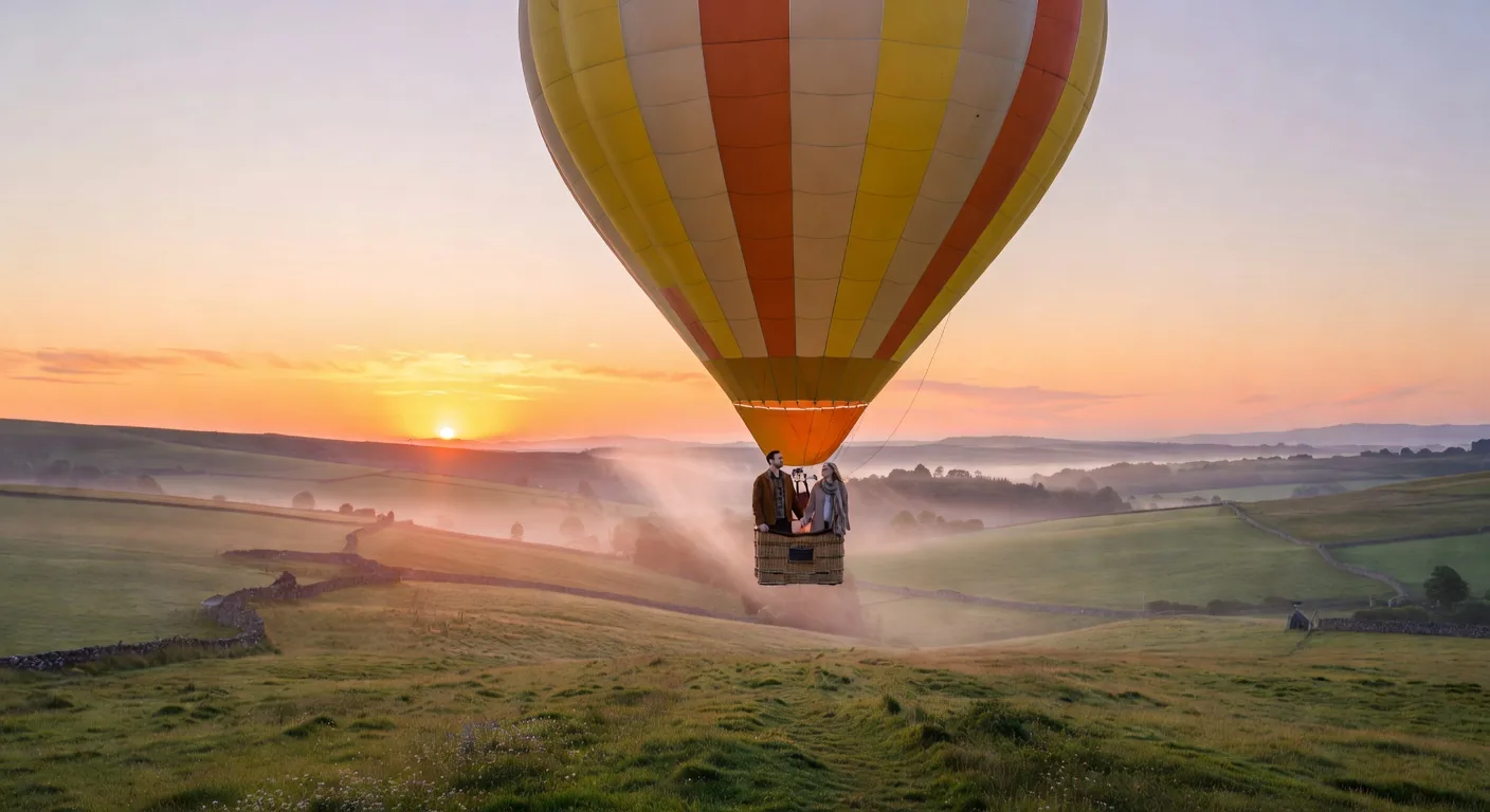 Hot air balloon at sunrise